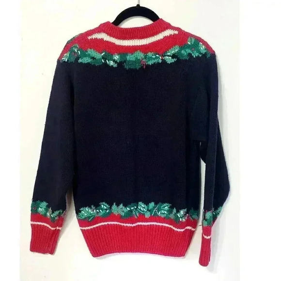 Vintage Orvis christmas cardigan sweater heavy knit womens size small mistletoe - Picture 3 of 6